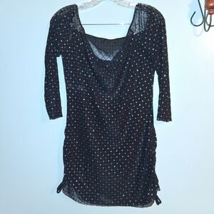 Black Mesh With Silver Dots Dress